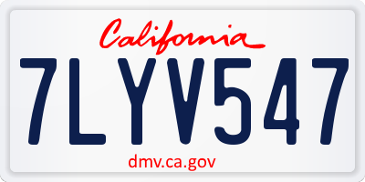 CA license plate 7LYV547