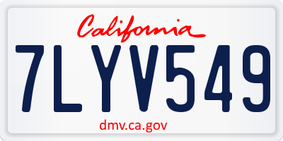 CA license plate 7LYV549