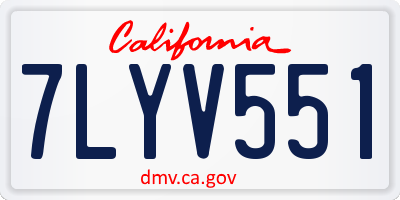 CA license plate 7LYV551