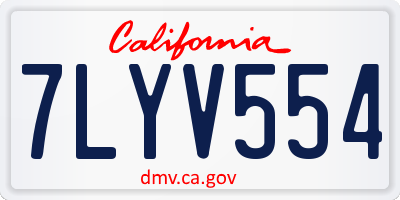 CA license plate 7LYV554