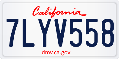 CA license plate 7LYV558
