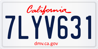 CA license plate 7LYV631