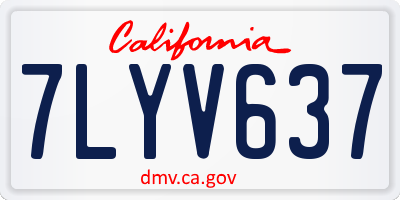 CA license plate 7LYV637