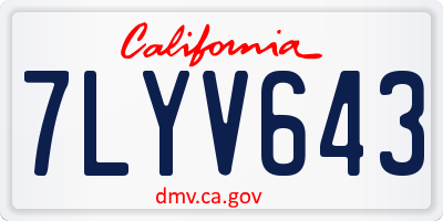 CA license plate 7LYV643