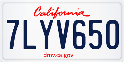 CA license plate 7LYV650