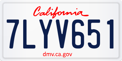 CA license plate 7LYV651