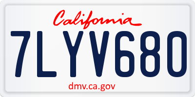 CA license plate 7LYV680