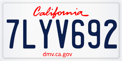 CA license plate 7LYV692