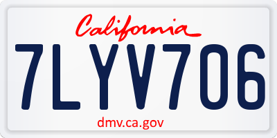CA license plate 7LYV706