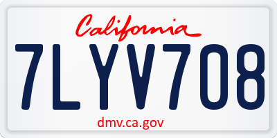 CA license plate 7LYV708
