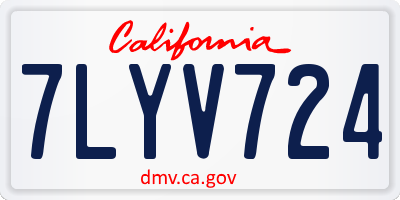CA license plate 7LYV724