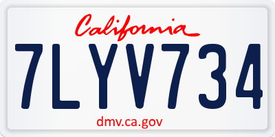 CA license plate 7LYV734