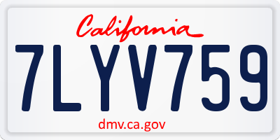 CA license plate 7LYV759