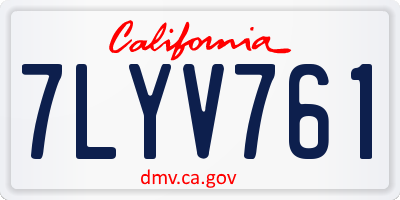 CA license plate 7LYV761