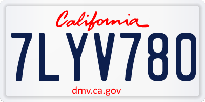 CA license plate 7LYV780