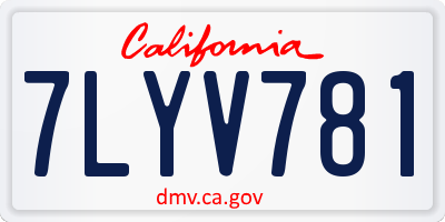CA license plate 7LYV781