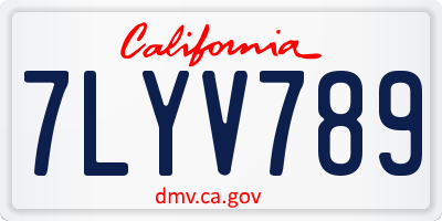 CA license plate 7LYV789