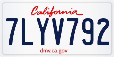 CA license plate 7LYV792
