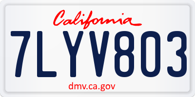 CA license plate 7LYV803