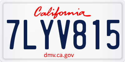 CA license plate 7LYV815