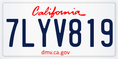 CA license plate 7LYV819
