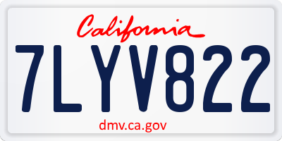 CA license plate 7LYV822