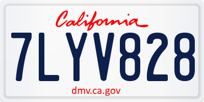 CA license plate 7LYV828