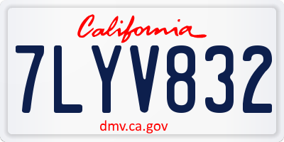 CA license plate 7LYV832