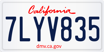 CA license plate 7LYV835