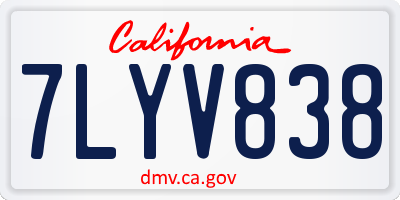 CA license plate 7LYV838
