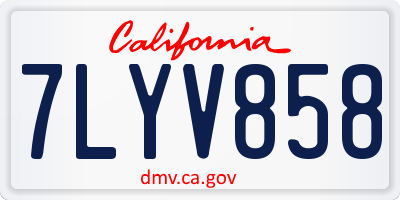 CA license plate 7LYV858