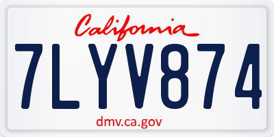 CA license plate 7LYV874