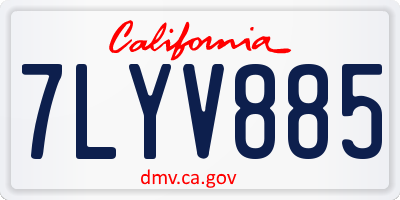 CA license plate 7LYV885