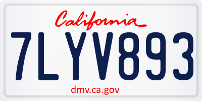 CA license plate 7LYV893