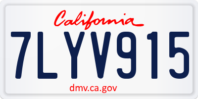 CA license plate 7LYV915