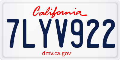 CA license plate 7LYV922