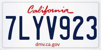 CA license plate 7LYV923
