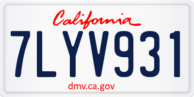 CA license plate 7LYV931