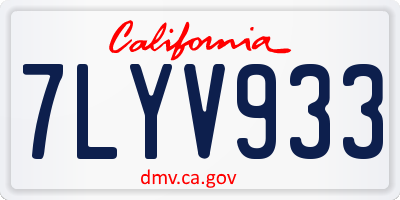 CA license plate 7LYV933