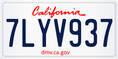 CA license plate 7LYV937