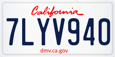 CA license plate 7LYV940