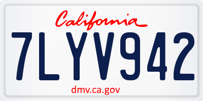 CA license plate 7LYV942
