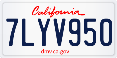CA license plate 7LYV950