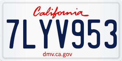 CA license plate 7LYV953