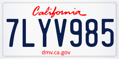 CA license plate 7LYV985