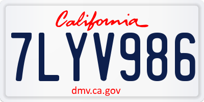 CA license plate 7LYV986
