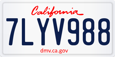 CA license plate 7LYV988