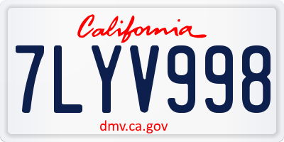 CA license plate 7LYV998