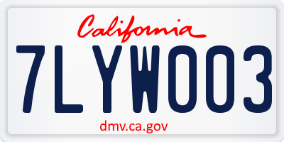 CA license plate 7LYW003