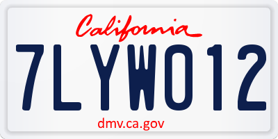 CA license plate 7LYW012